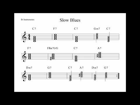 Slow Blues Backing Track in Bb for Soprano Tenor Sax, Trumpet, Clarinet...