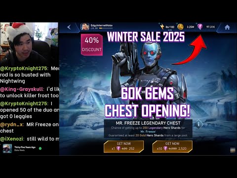 60K Gem Winter Sale Chest Opening! (Live on Stream!) | Injustice 2 Mobile