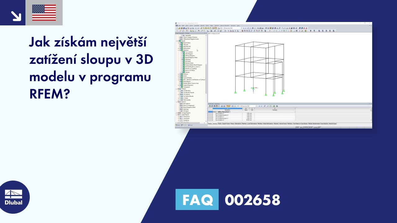 [EN] FAQ 002658 | Jak mohu ve svém 3D modelu z programu RFEM získat maximální zatížení sloupů?