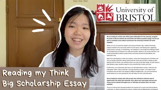Reading my Successful University of Bristol Think Big Scholarship Essay