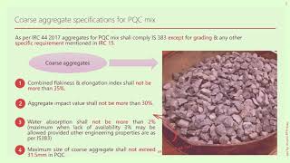 Coarse aggregate specifications & gradation for PQC mix with example as per IRC 44 2017