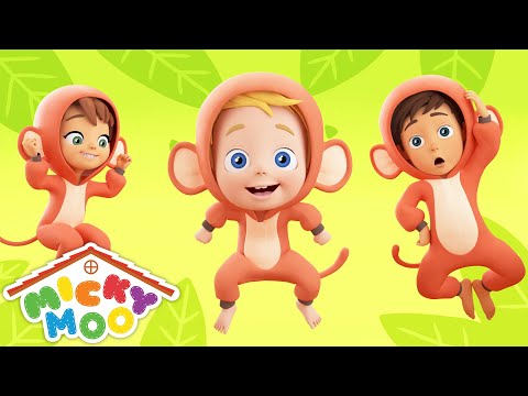 5 Little Monkeys + More Nursery Rhymes | Micky Moo Songs for Kids