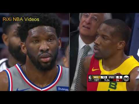Eric Bledsoe gets Ejected after throwin the ball at Joel Embid - Bucks vs 76er - 04.04.2019 - NBA