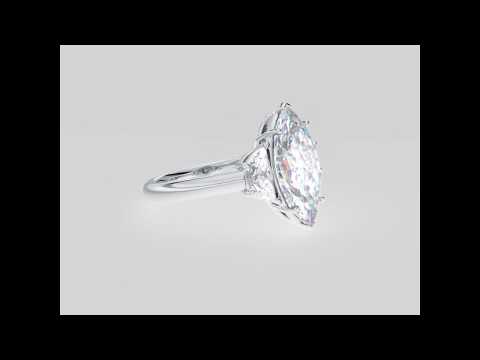 Platinum Marquise with Half-Moon Diamonds 3-Stone Ring