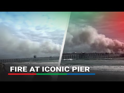 Massive fire burns at Oceanside Pier in California