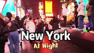 Relaxing Night Walk in NEW YORK CITY , MANHATTAN 4K , 2024 holidays season in New York 🌃