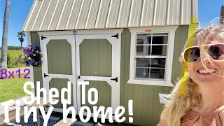 SHED to TINY HOME 8x12 (Plans & Layout) Raised Livingroom #shedtohouse #sheshed #tinyhome #diy