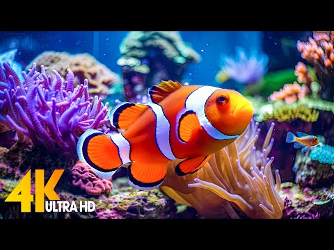 Aquarium 4K VIDEO (ULTRA HD) ???? Beautiful Coral Reef Fish - Relaxing Sleep Meditation Music #49