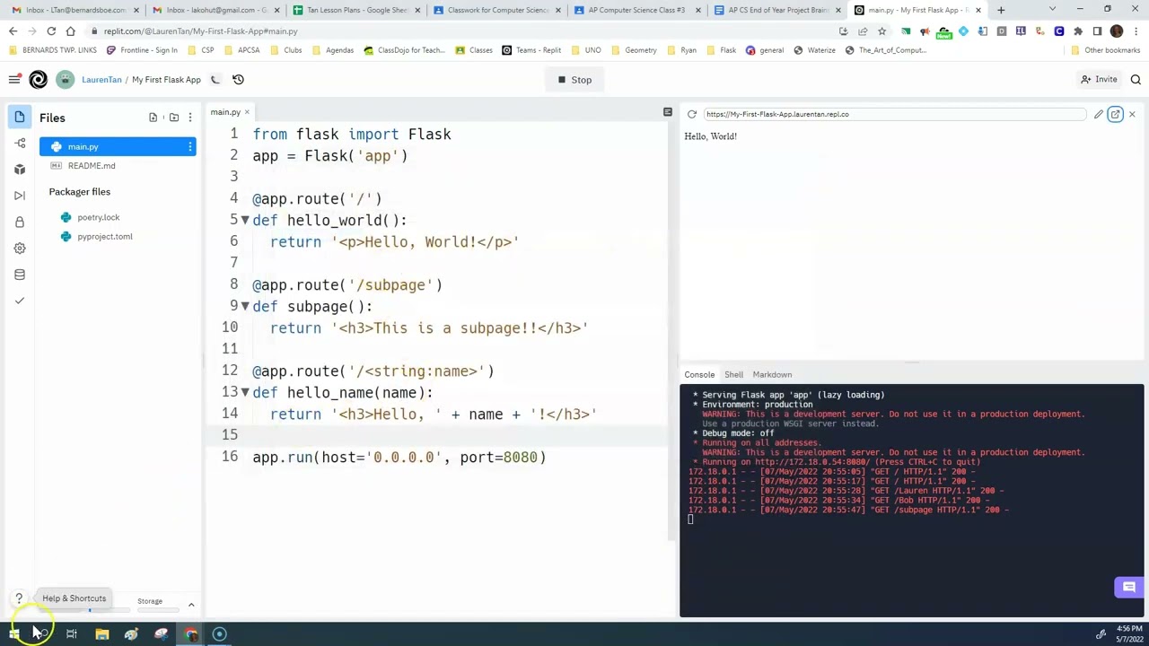 Intro Python Flask with Replit