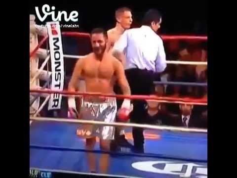 FUNNY VINE  Boxer celebrates haymaker miss.
