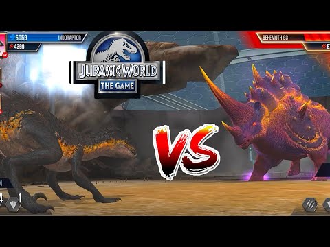 Indorapter Vs Behemoth 93 boss fight Jurassic World the game