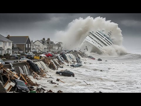 Chaos in Uk Today! Giant Huge Waves Storm Ingrid Slams Devon Cornwall Harbour