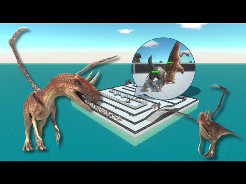 ESCAPE FROM ALIEN ALLOSAURUS - DEADLY OBSTACLE COURSE! Animal Revolt Battle Simulator