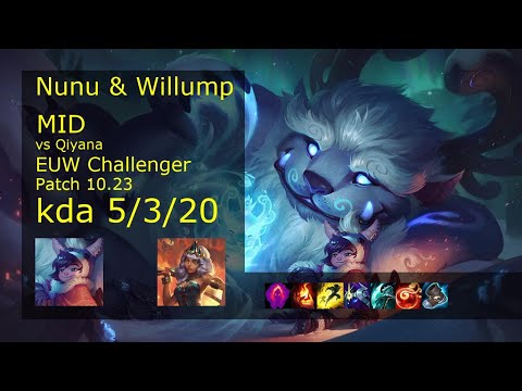 Nunu & Willump Mid vs Qiyana - EUW Challenger 5/3/20 Patch 10.23 Gameplay