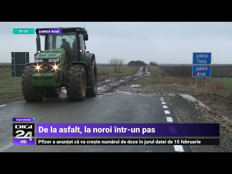 Un drum proaspăt reabilitat din Arad se oprește în câmp. Asfalt, doar până la granița dintre județe