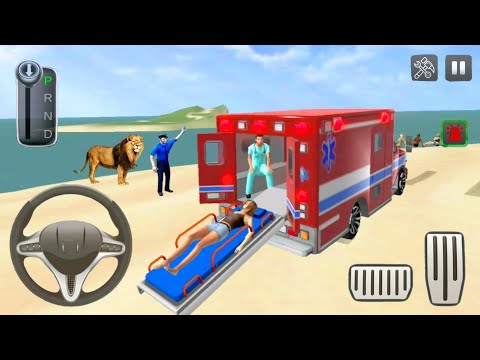 Coast Guard Beach Emergency Ambulance Simulator - City Beach Rescue Driving Game - Android Gameplay