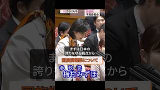 2026/4/6 参議院 予算委員会 参政党 梅村さん ショート① 国旗損壊罪