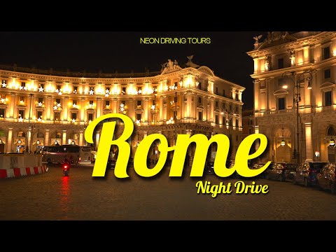 8K HDR Rome Night Drive - December Christmas Lights