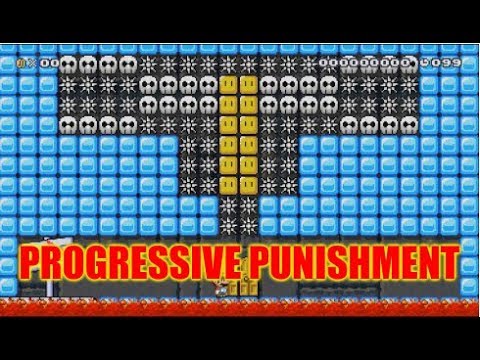 Super Mario Maker "Progressive Punishment" A Very Challenging Level Created Using 12 Items