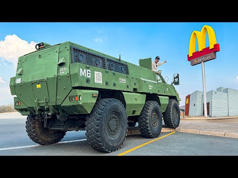 Heavily Armored 6X6 Truck VS McDonalds Drive-Thru