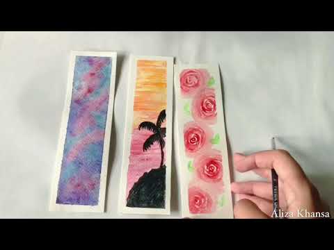 DIY 4 Simple Watercolor Bookmarks | Tutorial membuat bookmark