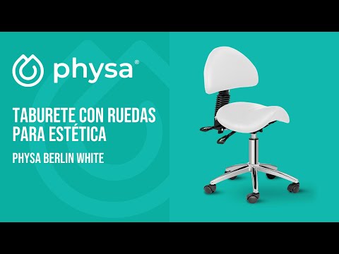 vídeo - Taburete con ruedas para estética - 550-690 mm - 150 kg - Blanco