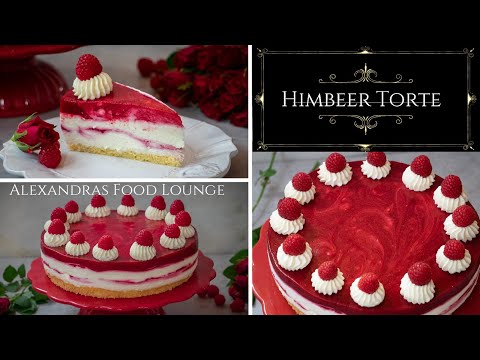 Himbeer-Quark-Torte mit Marmormuster