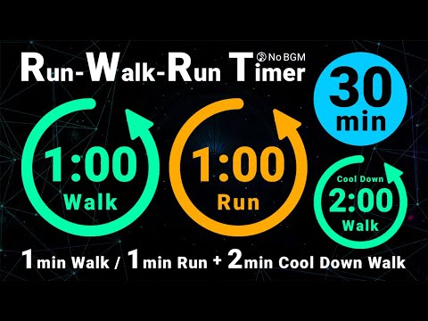 28-Minute Run-Walk-Run Timer: 1min Walk / 1min Run (No Music)