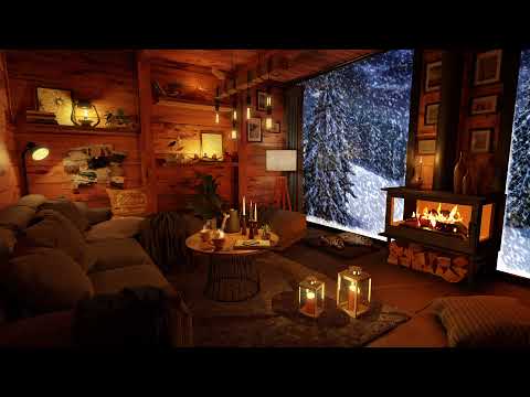 Winter Snowstorm In A Cozy Hut With Crackling Fire And Howling Wind - Relax, Sleep Or Study