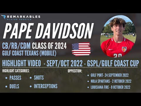 Pape Davidson - Class of 2024 - FB/WM - Sept/Oct 2022 Soccer Highlights