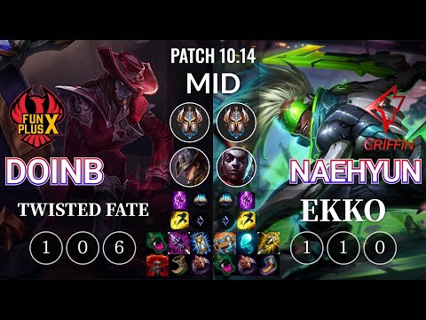 FPX Doinb Twisted Fate vs GRF Naehyun Ekko Mid - KR Patch 10.14