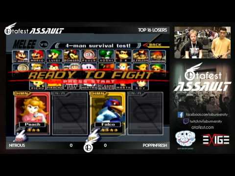 Otafest Assault 2017 - Melee Singles Top 16 - Poppinfresh (Falco) vs Nitrous (Peach)