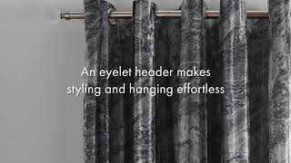 Catherine Lansfield - Marble Velvet Grey Eyelet Curtains
