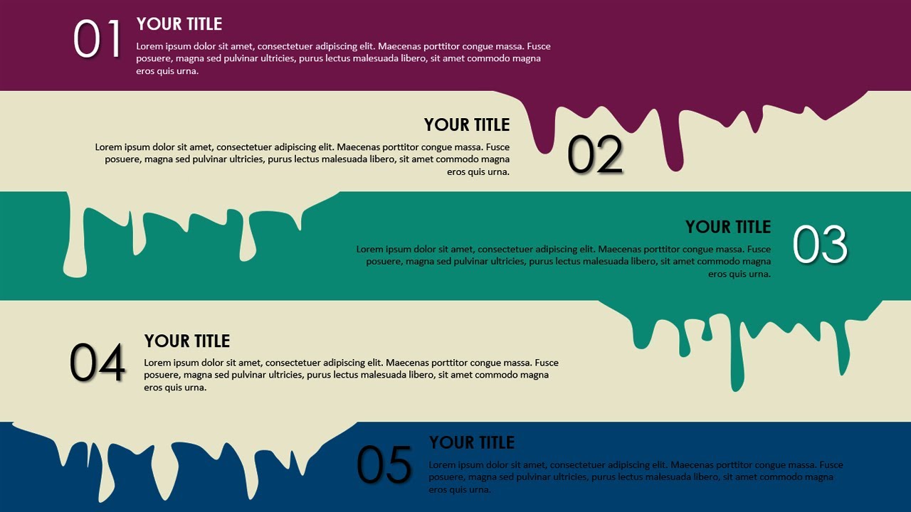 5 Water Dripping Design Options Infographic Slide in PowerPoint