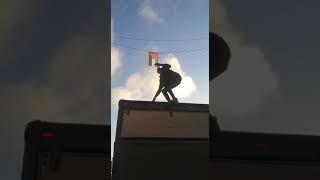 Mea shearim hang up Palestinian flags on main street
