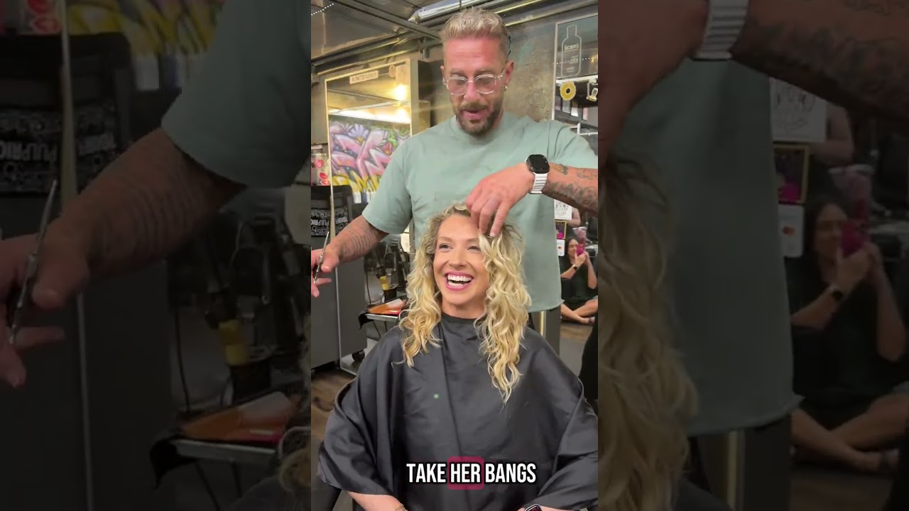 Cutting curly hair round to get rid of the triangle