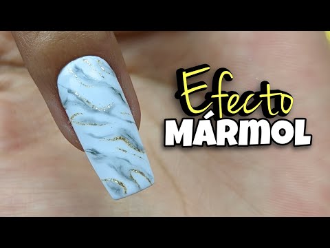 Diseño de uñas EFECTO MARMOL fácil | Con esmalte semipermanente ♥ Nailart By Andy