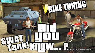 GTA San Andreas Secrets and Facts 45 How To Get SWAT Tank, Bikes Tuning, BETA Features