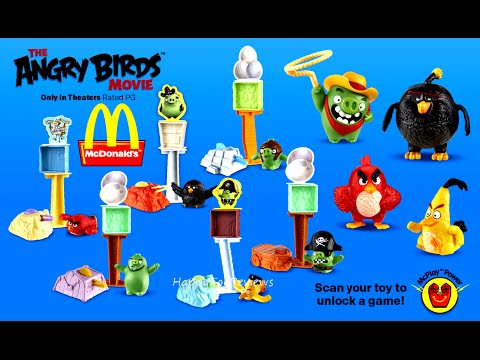 2016 McDONALD'S THE ANGRY BIRDS MOVIE COMPLETE SET 10 HAPPY MEAL KIDS TOYS COLLECTION PREVIEW ROVIO Video