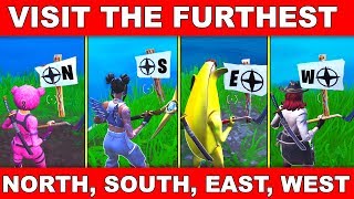 &quot;VISIT THE FURTHEST NORTH, SOUTH, EAST and WEST POINTS OF THE ISLAND&quot; ALL LOCATIONS FORTNITE WEEK 2