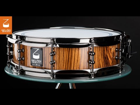 Seven Six Drum Company 4x14  Vented Zebrawood Piccolo Custom Snare Drum 2022 Zebra Gloss Polyester image 9