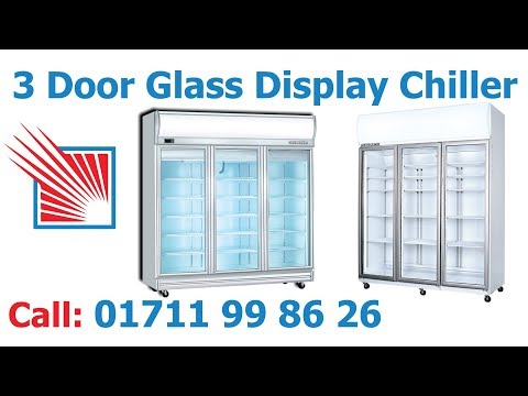 3 door glass display commercial dairy fridge
