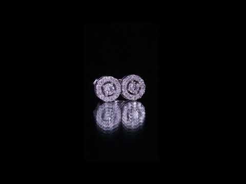 10k White Gold Diamond Stud Earrings w/ Solitaire and Bezel TDW = 0.72 ct