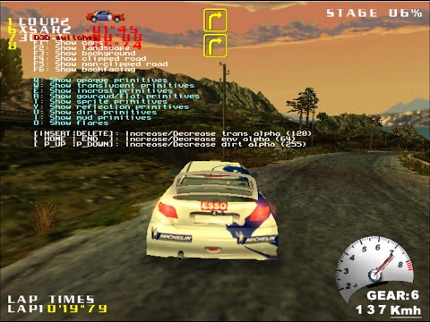 A prototype for V-Rally 2 Expert Edition Dreamcast whit Debug Menu