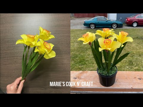 Daffodil Flowers that Never Dies/How to Make Daffodil Paper Flowers/DIY Crepe Paper Flower/Crafting
