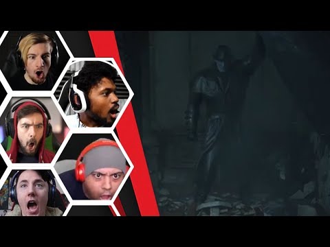 Let's Players Reaction To Their First Encounter With The Tyrant/Mr X | Resident Evil 2 Remake
