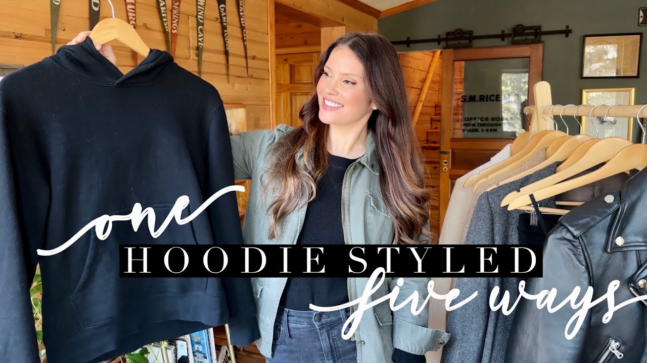 ONE BASIC HOODIE STYLED 5 UNIQUE WAYS | SMART CASUAL OUTFIT IDEAS: WORK TO WEEKEND AND DAY TO NIGHT