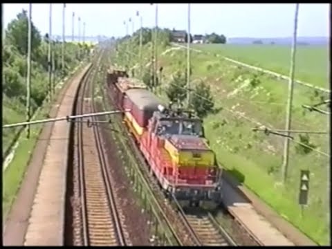 Provoz vlaků na trati č.220 v Neplachově v létě 1999