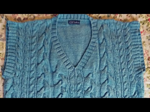 Hand knitted v neck sweater