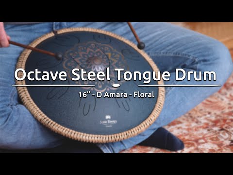 Octave Steel Tongue Drums, Navy Blue, D Amara, Floral Design - OSTD2NBE - Meinl Sonic Energy